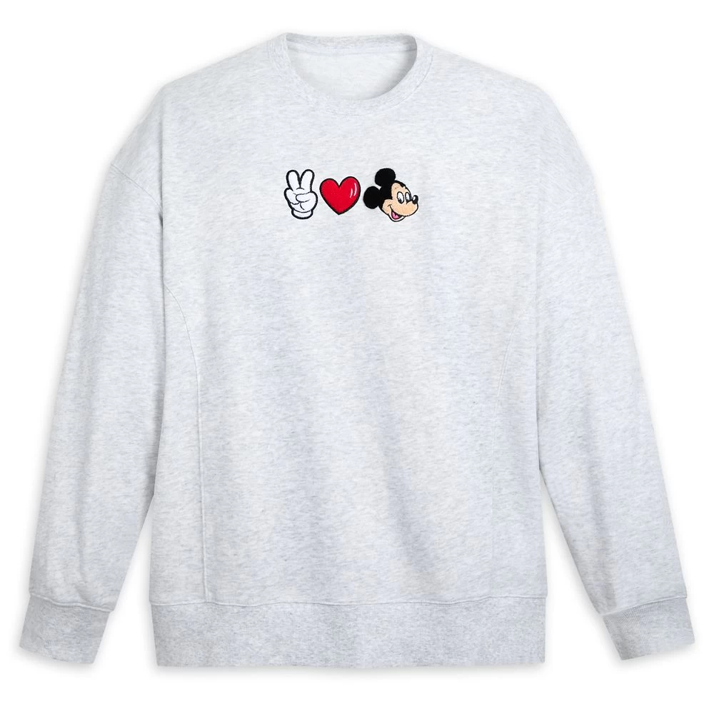 Disney Mickey Mouse ''Peace, Love, Mickey'' Pullover Sweatshirt For Women 3 Disney Mickey Mouse ''Peace, Love, Mickey'' Pullover Sweatshirt For Women