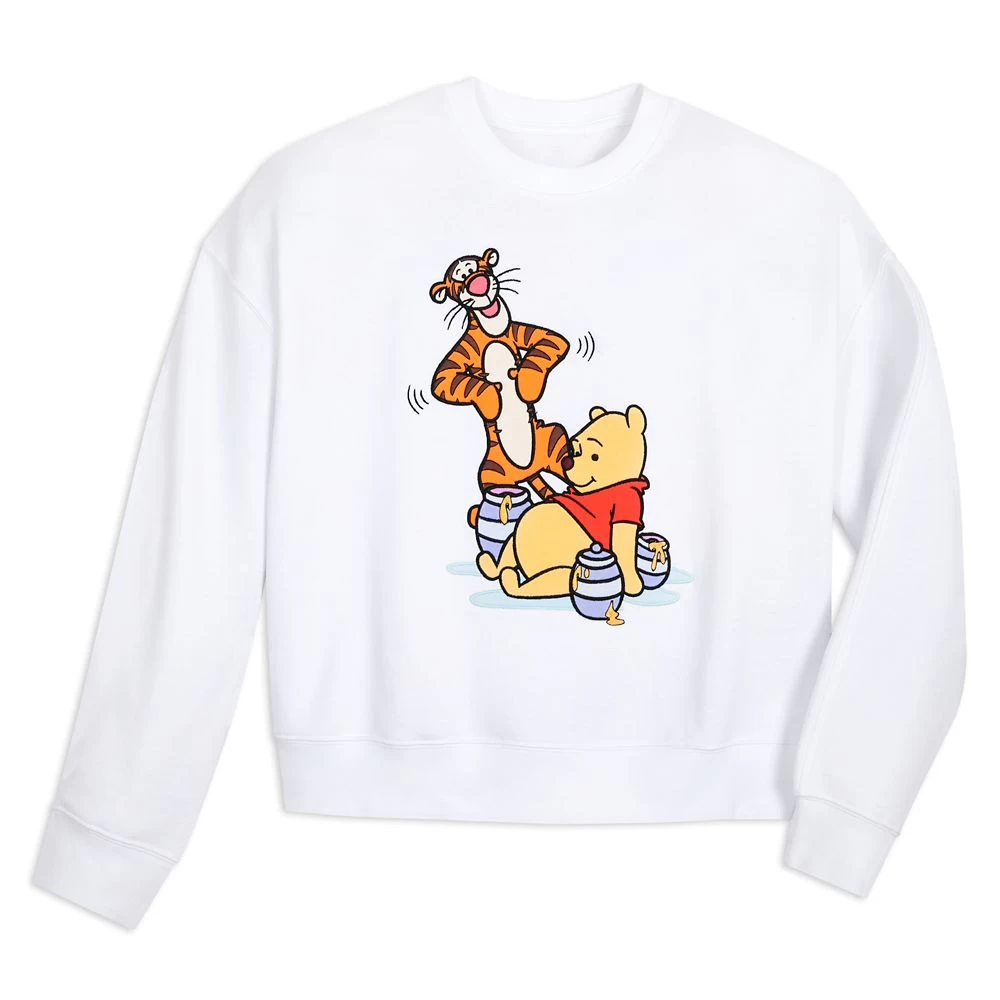 Disney Winnie The Pooh And Tigger Semi-Cropped Sweatshirt For Women 3 Disney Winnie The Pooh And Tigger Semi-Cropped Sweatshirt For Women